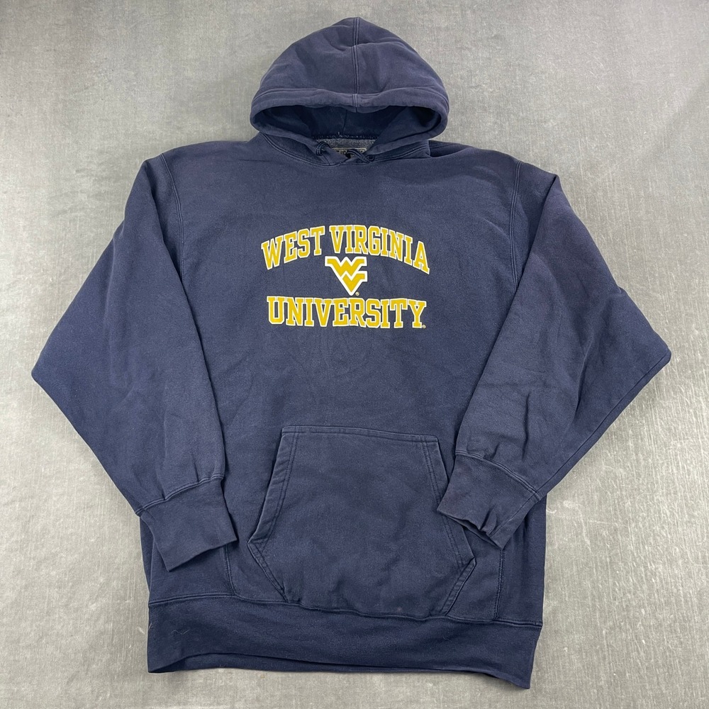 West Virginia University Steve & Barrys Mens Large Navy Blue WVU Hoodie Pullover